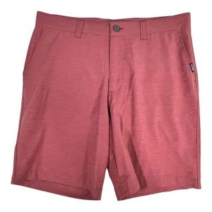 ROWM Mens Shorts 34 Pink Flat Front Pockets Stretch Back Zip Pocket